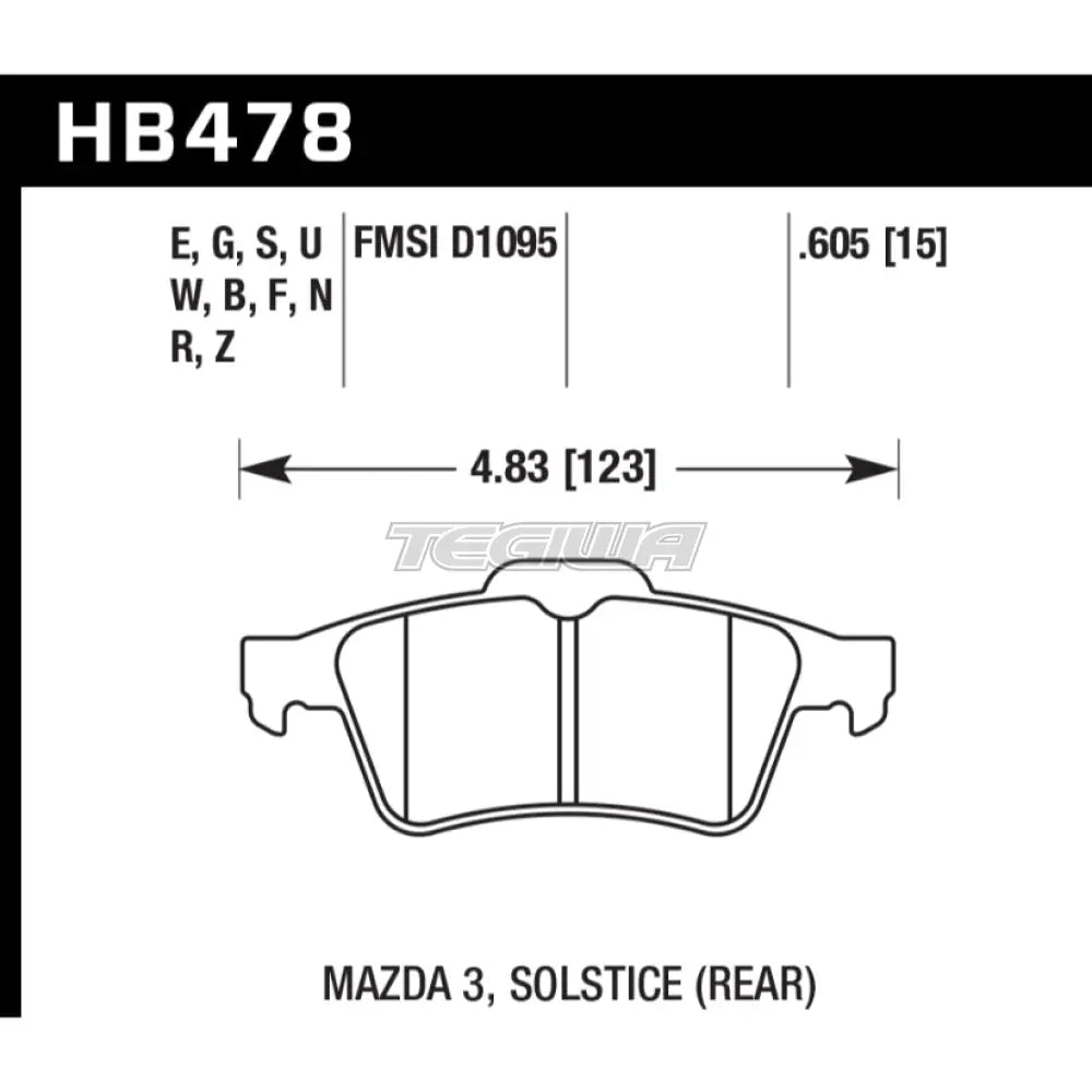 HAWK Performance Blue 9012 Motorsports Brake Pads Rear - HB478E.605