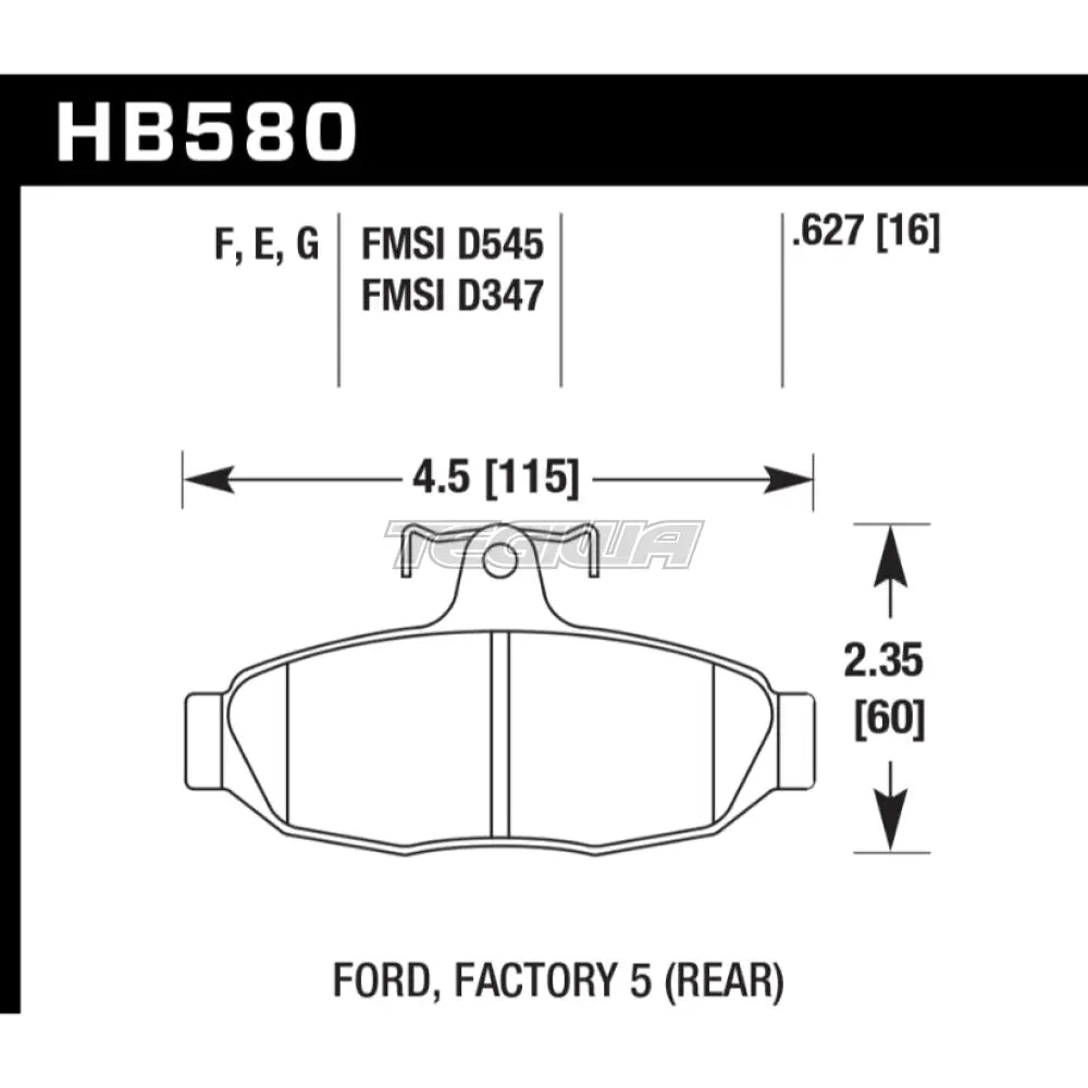 HAWK Performance Blue 9012 Motorsports Brake Pads Rear - HB580E.627