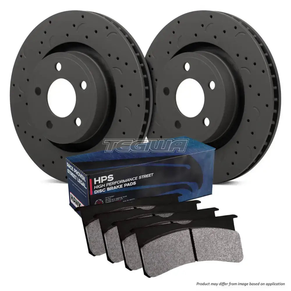 HAWK Performance Brake Kit - HPS Pads With Talon Slotted & Drilled Discs Rear Ford Fiesta ST ST200 1.6-2.0L 04-17