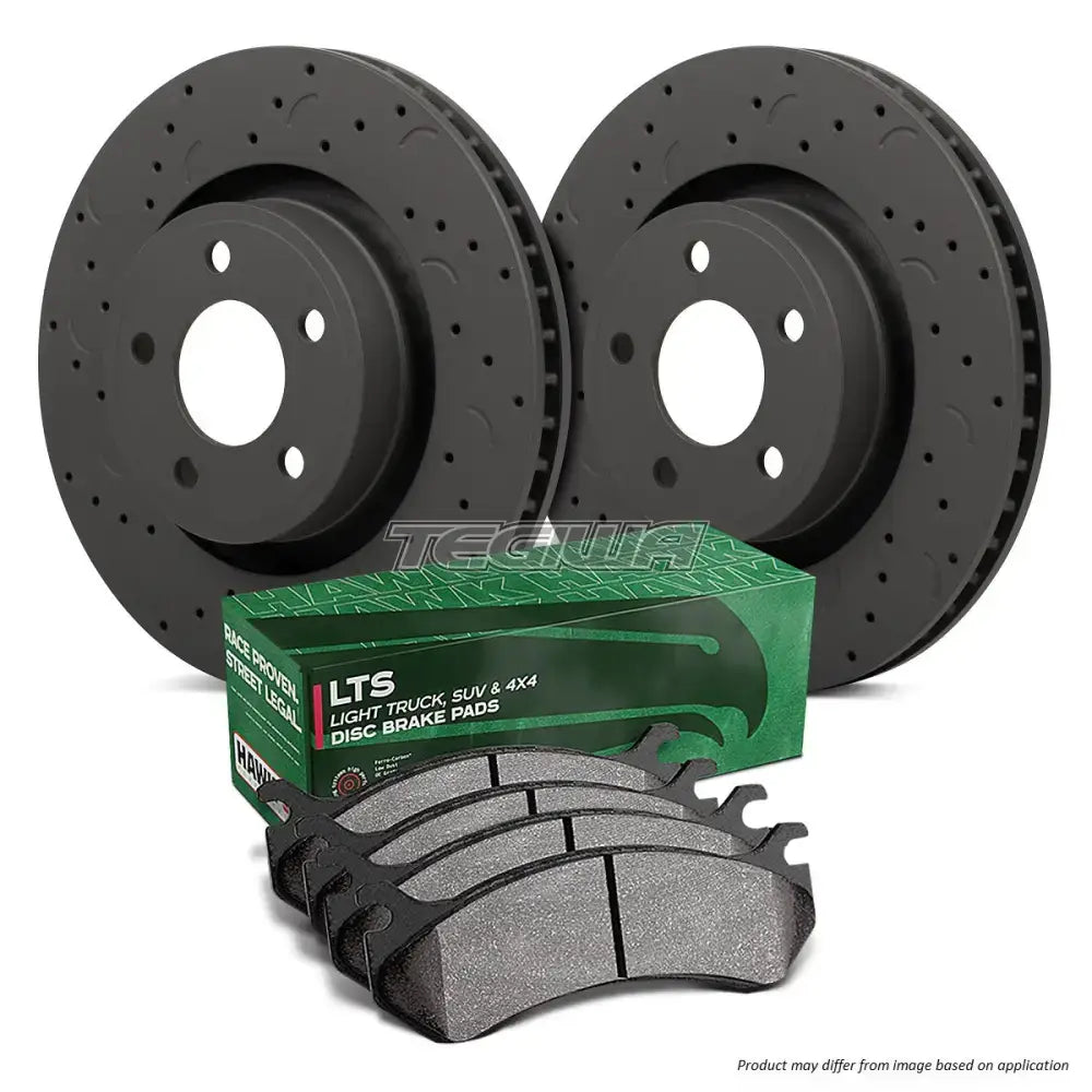 HAWK Performance Brake Kit - LTS Pads With Talon Slotted & Drilled Discs Front BMW E46 330 330D 2.9-3.0L 99-05