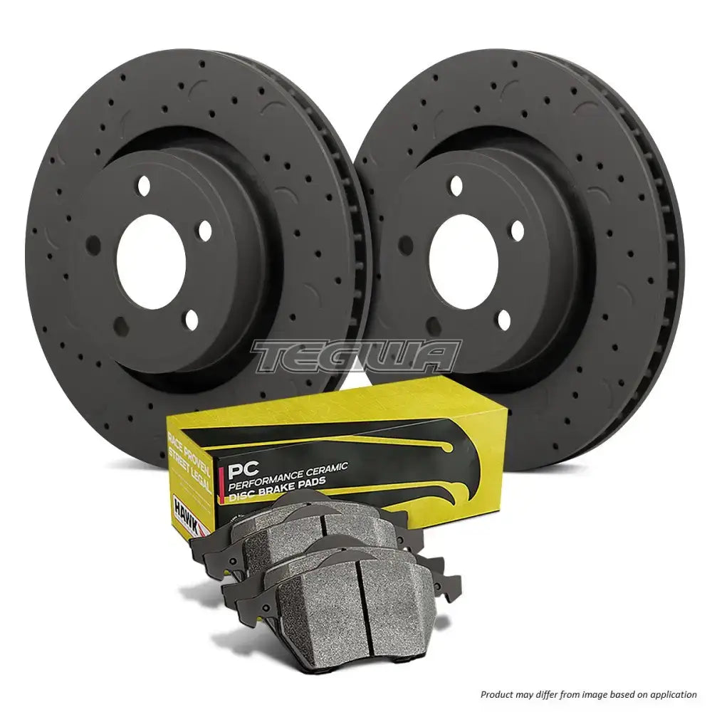 HAWK Performance Brake Kit - PC Pads With Talon Slotted & Drilled Discs Front Honda S2000 AP1 AP2 99-09