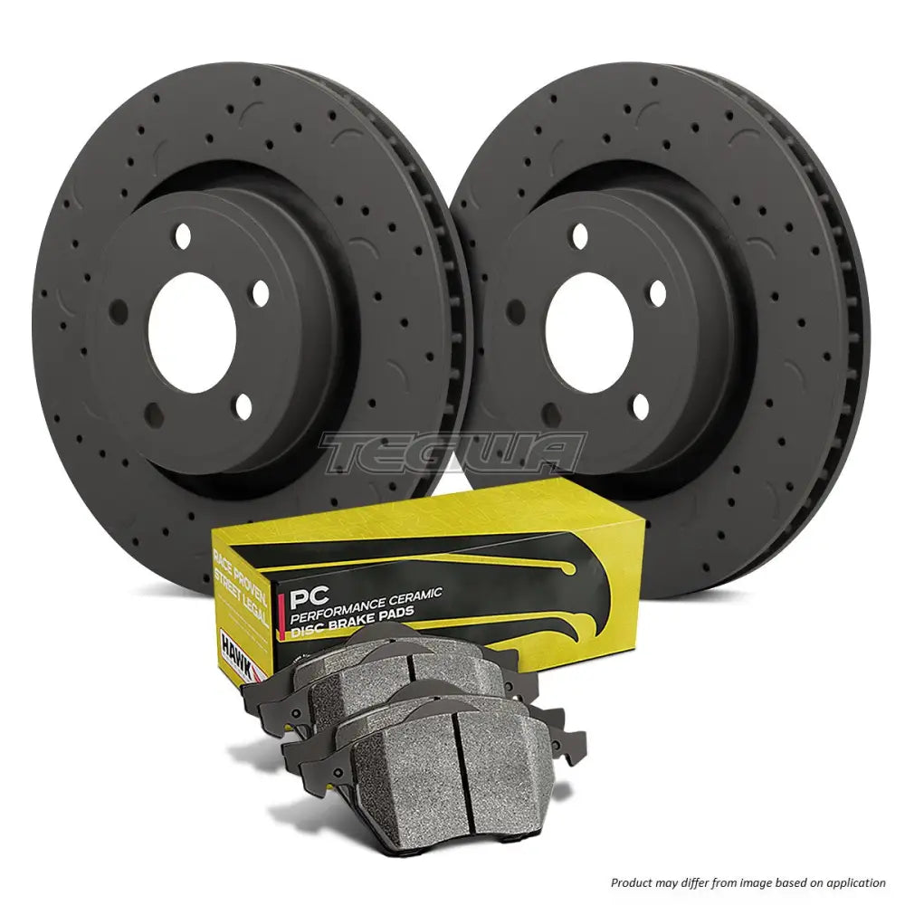 HAWK Performance Brake Kit - PC Pads With Talon Slotted & Drilled Discs Rear - HKC5272.262Z