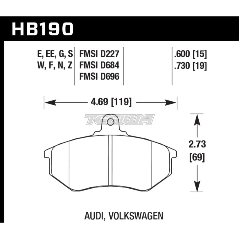 HAWK Performance DTC-30 Motorsports Brake Pads Front - HB190W.600