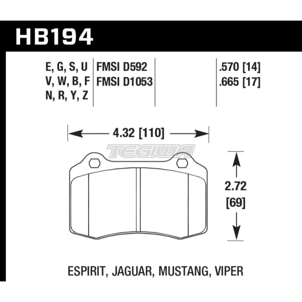 HAWK Performance DTC-30 Motorsports Brake Pads Front - HB194W.665