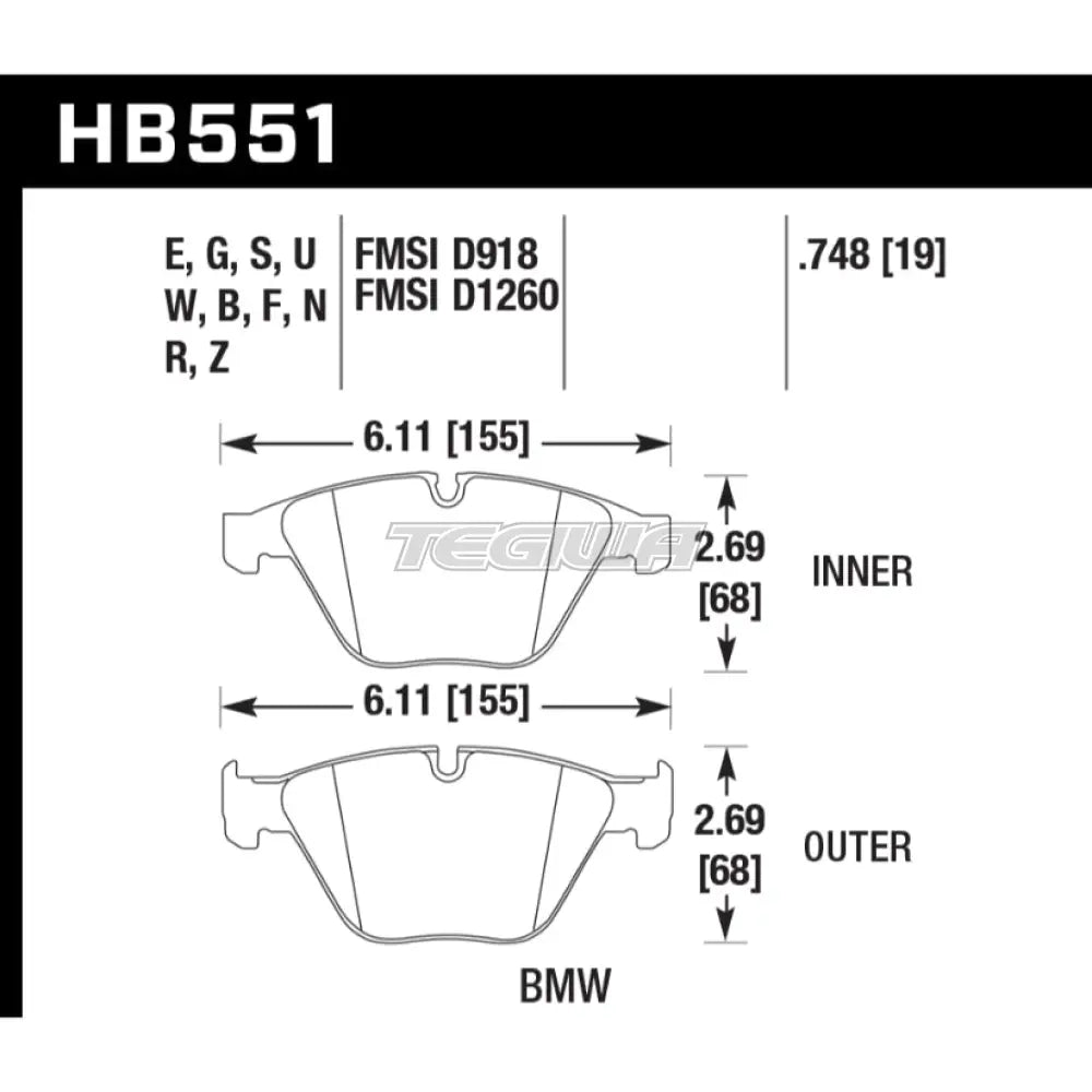 HAWK Performance DTC-30 Motorsports Brake Pads Front - HB551W.748