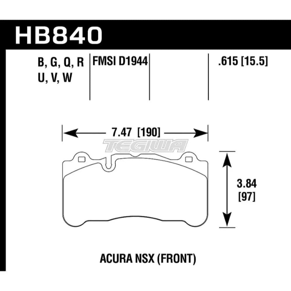 HAWK Performance DTC-30 Motorsports Brake Pads Front - HB840W.615