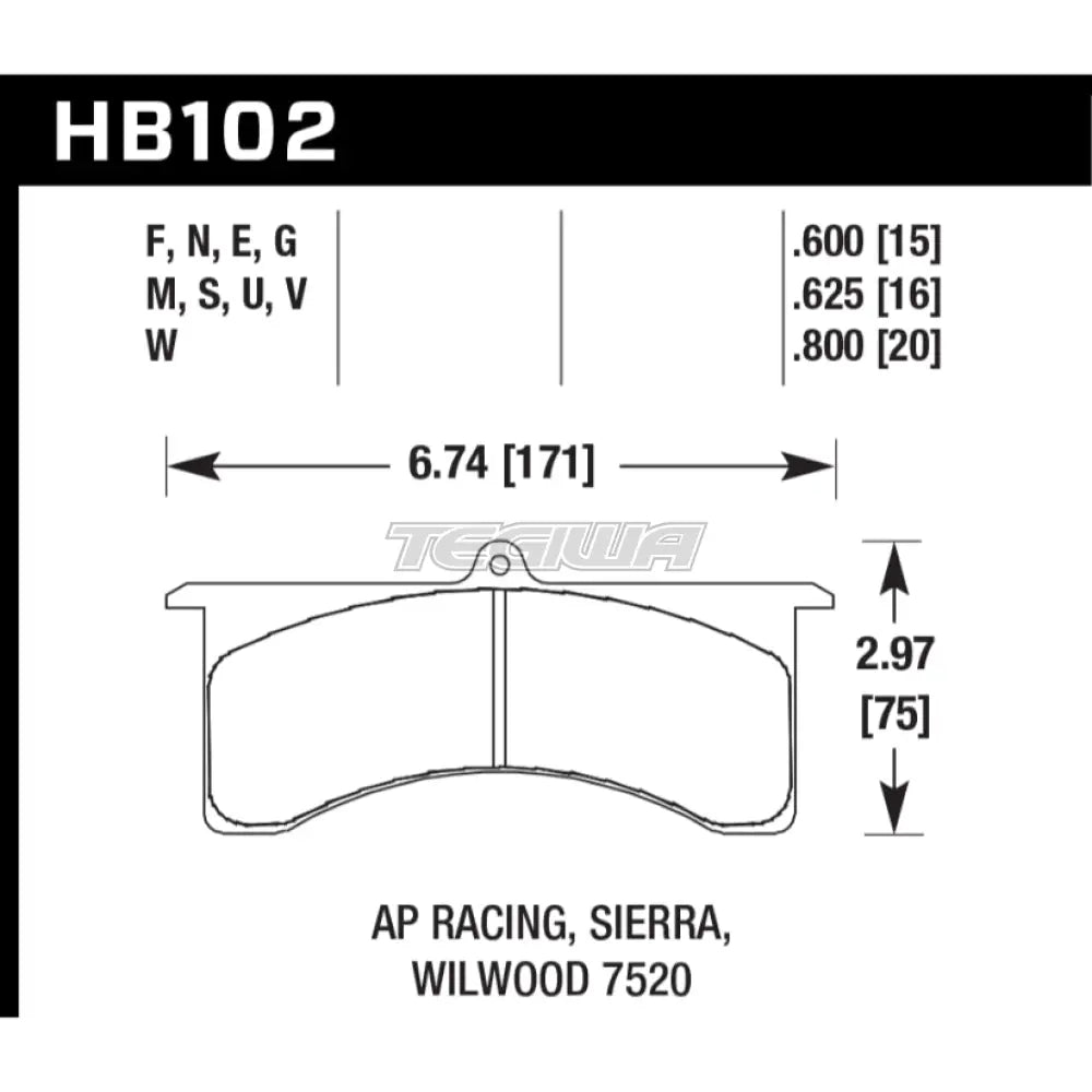 HAWK Performance DTC-30 Motorsports Brake Pads  - HB102W.800