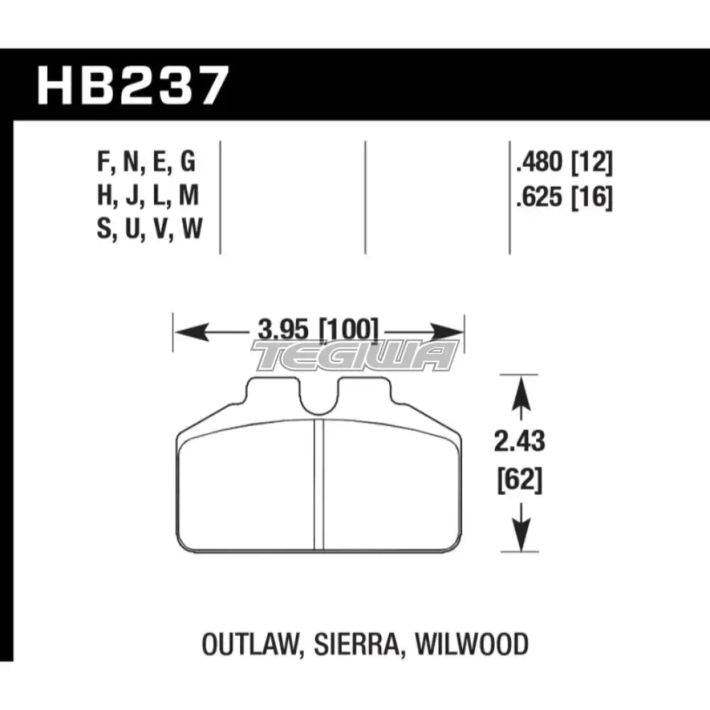 HAWK Performance DTC-30 Motorsports Brake Pads Mark Williams Drag 4 Piston Caliper