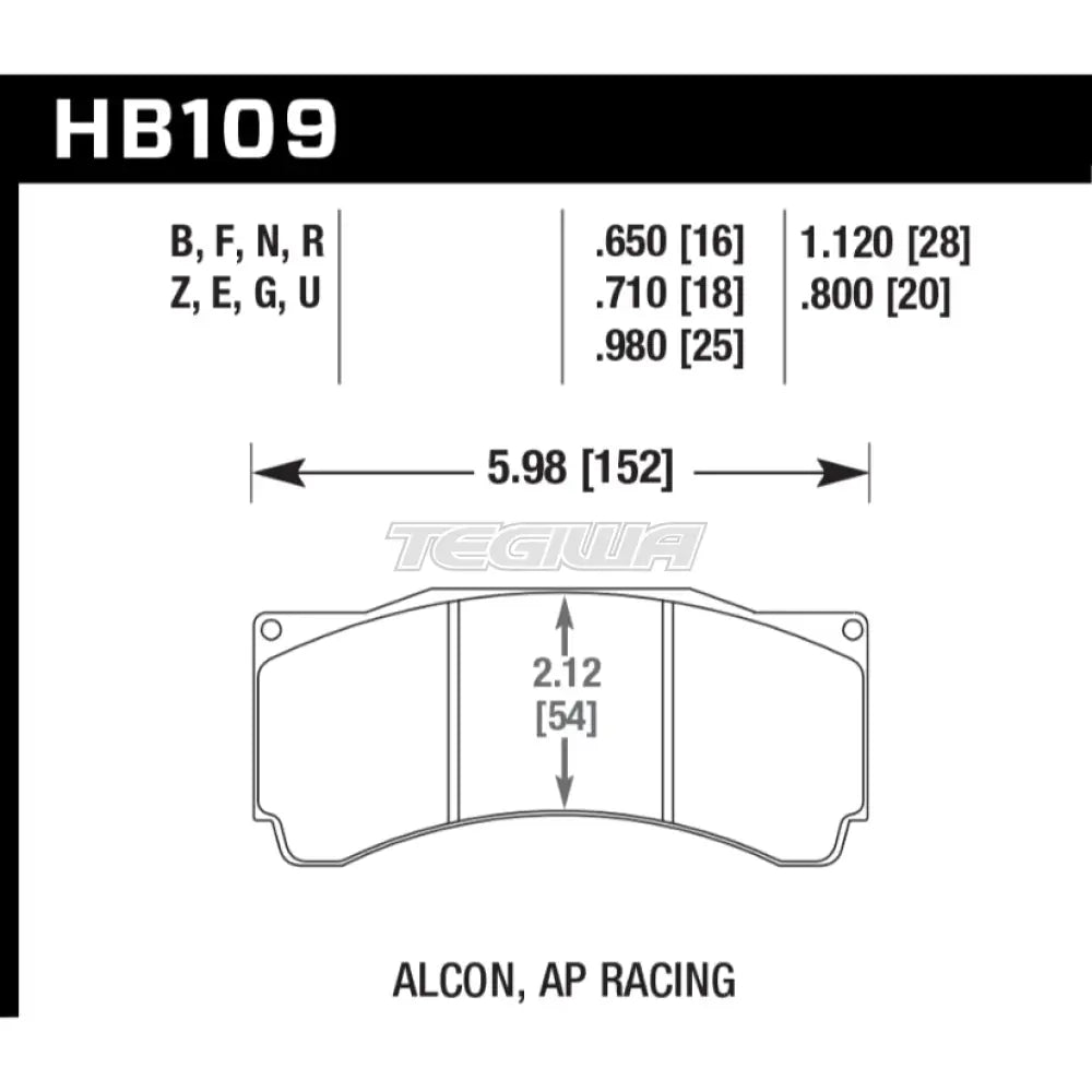 HAWK Performance ER-1 Motorsports Brake Pads  - HB109D.710 AP Racing CP9660 D54 and YS600R Calipers