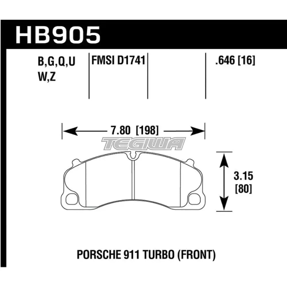 HAWK Performance PC Performance Ceramic Street Brake Pads Front Porsche 911 GT3 RS 4.0 2015-Present